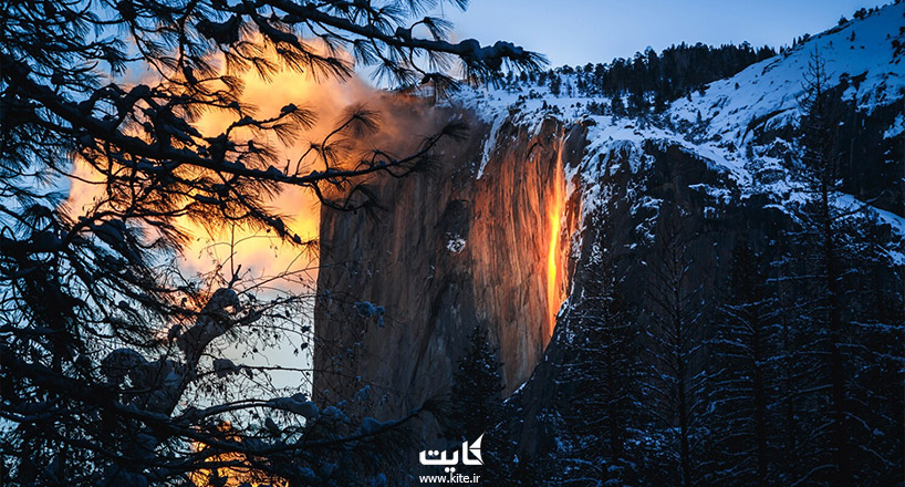 آبشار آتشین کالیفرنیا - پدیده‌ای عجیب در پارک ملی یوسمیت کالیفرنیا